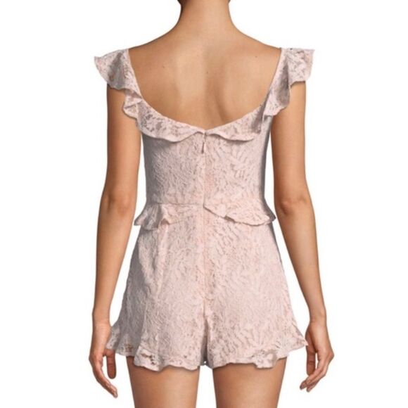 BCBGENERATION Pink Lace Ruffle Romper Size 6 NWT - Picture 4 of 10